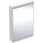 Armario con espejo Geberit ONE con ComfortLight y una puerta, montaje empotrado, 90 cm de altura: B=60cm, Blanco / Aluminio con pintura polvo al horno, Puerta=Lado de fijación a la izquierda